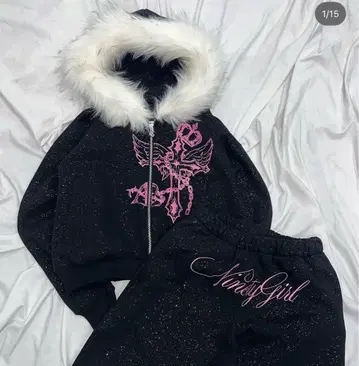 9090girl Cross Logo Glitter Zip Hoodie