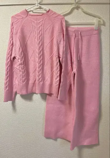 패션 & 베스트 핑크 니트 셋업