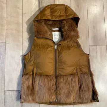 Ordinary 후드 부착 브라운 다운 베스트