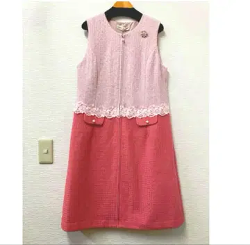 슈퍼 뷰티 배색 절개 허리 레이스 사용 오버롤 스커트