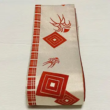 가부키 문양 크림색 반폭 오비 남성용 오비 121004