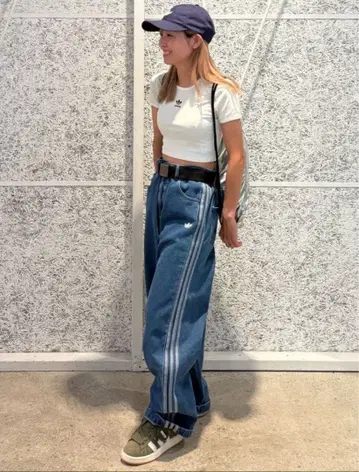 adidas 쓰리 스트라이프 데님 팬츠