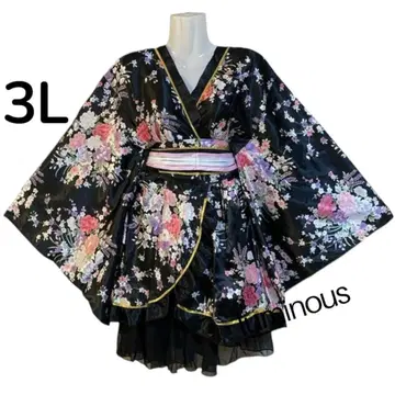 빅 사이즈 원피스 코스프레 꽃무늬 일본풍 기모노 드레스 의상 3L W3