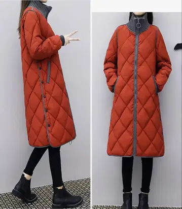 여성용 퀼팅 롱 코트