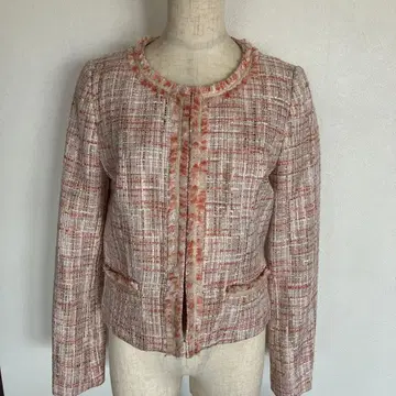 인디비 노카라 핑크 트위드 자켓