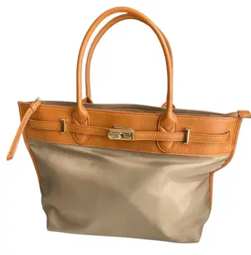 perche 페르케 나일론 소가죽 꼬임 금장 장식 토트백