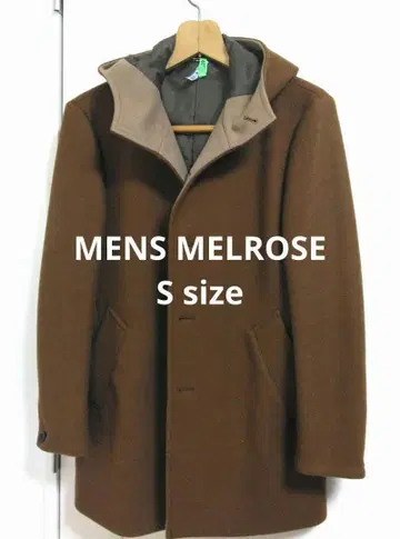 남성용 멜로즈 브라운/카멜 후드 부착 코트 S 사이즈 상당