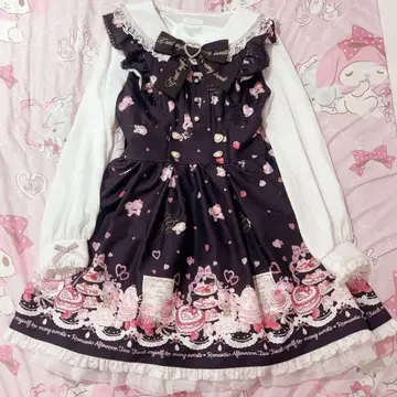 LIZLISA 애프터눈 티 패턴 원피스 L 블랙