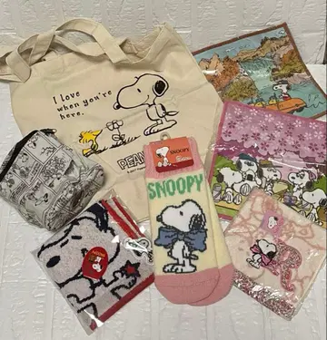 새상품 묶음 판매 스누피 타월 손수건 토트백 페이퍼 홀더