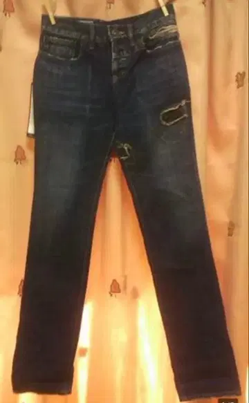 새상품 오싸몬도 OSSAMONDO 레더 크로스 데님 청바지