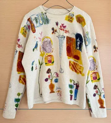 손글씨풍 프린트 롱 슬리브 니트 샤미 캐시미어