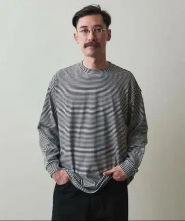 Steven Alan BORDER LONG SLEEVE TEE LOOSE