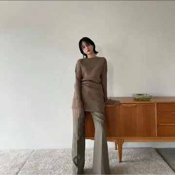 CLANE 루즈 쉐이프 립 니트탑