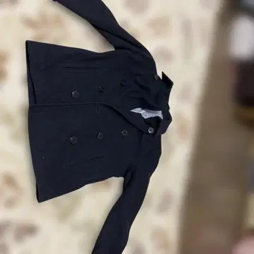 다케오 키쿠치 네이비 더블 브레스트 피 코트