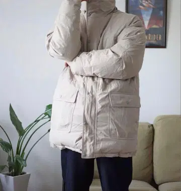 L.L.Bean 80~90s 남성용 코튼 나일론 다운 베이지