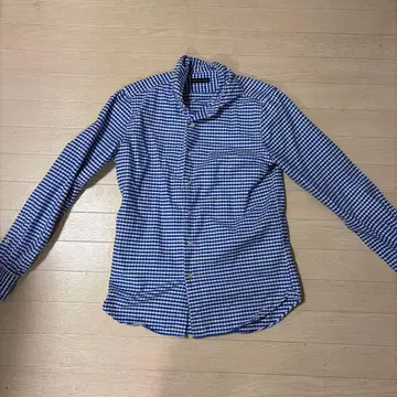 ESTNATION 에스트네이션 깅엄 체크 파랑 화이트 긴팔 셔츠