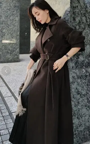 아사미 씨 착용 anuans 울 롱 트렌치코트 브라운 M 사이즈