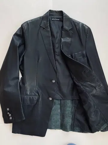 새상품급 아웃버른 가죽 자켓 블레이저 돈피 천연 가죽 블랙 남성용 L