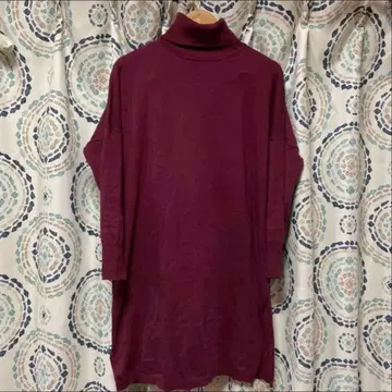 새상품 터틀 니트 튜닉 원피스 핑크 보르도 루즈핏