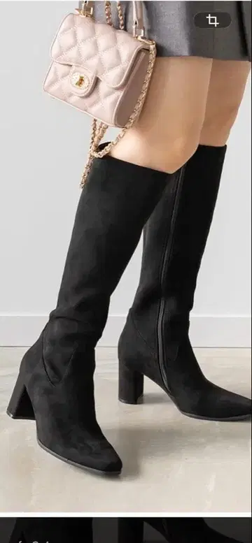 RANDA 블랙 스웨이드 롱 부츠