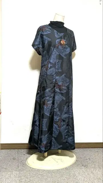 오시마 무늬 기모노 리메이크 롱 원피스 B17