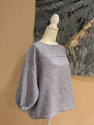 순수 실크 총시보리 기모노 리메이크 풀오버 7부 소매