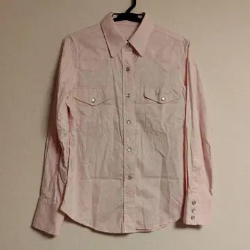 루시앙페라피네 핑크 긴팔 웨스턴 셔츠 스컬 자수