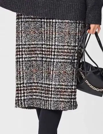 23구 트위드 체크 스커트 블랙 체크 S 상당