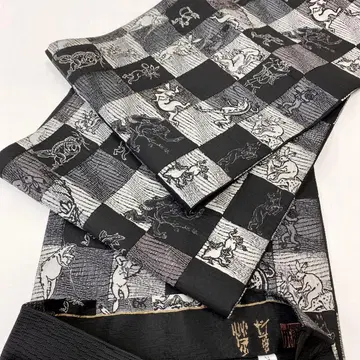 케이안 조수기화 후쿠로 오비 전통 무늬 순수 실크 가드 가공