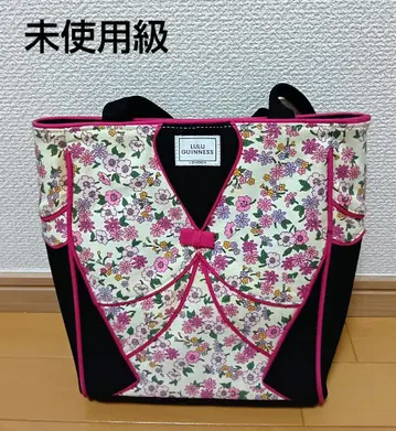 거의 미사용! 룰루 기네스 드레스 토트백 리본, 플라워, 캔버스
