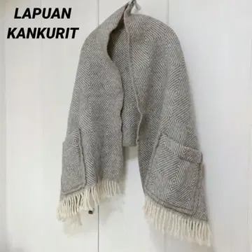 라푸안 크리 MARIA 포켓 숄 그레이 화이트 울