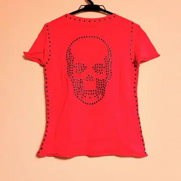 루시앙페라피네 쇼킹 핑크 스컬 디자인 T셔츠 반팔