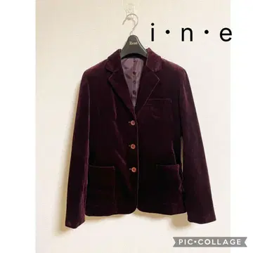 [ 새상품급 ] i n e 인에 벨벳 테일러드 자켓 와인 레드