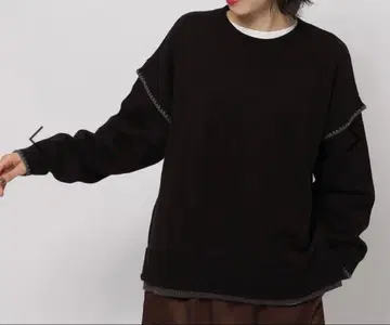 니코앤드 담요 스티치 라크릴 풀오버 블랙