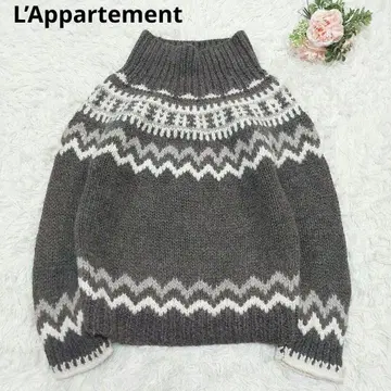 라빠르망 알파카 울 노르딕 무늬 하이넥 스웨터