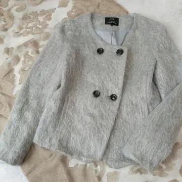 새상품급 23구 울 모헤어 노카라 자켓 그레이 포멀 데일리