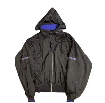 Champion 나일론 자켓 블랙/퍼플 후드 부착