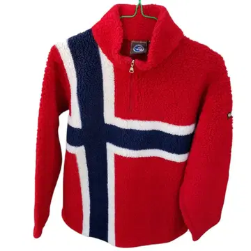 이탈리아제 NAPAPIJRI 나파피리 노르웨이 국기 하프 지퍼 플리스