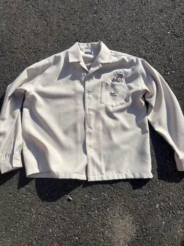 백 넘버 긴팔 셔츠 L 크림색