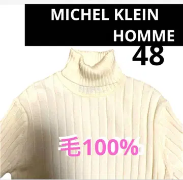 MICHEL KLEIN 터틀넥 리브 니트 스웨터 화이트 48