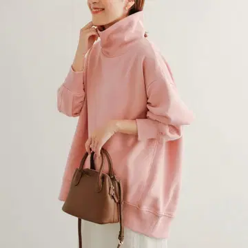 [ 23AW ] UR TECH 속기모 터틀넥 맨투맨 핑크 M 사이즈