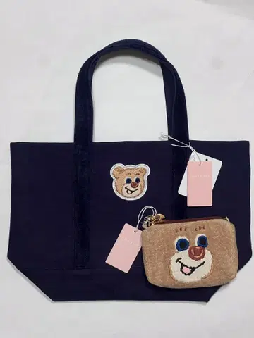페일러 올드 테디 와펜 토트백 돋업 파우치 네이비