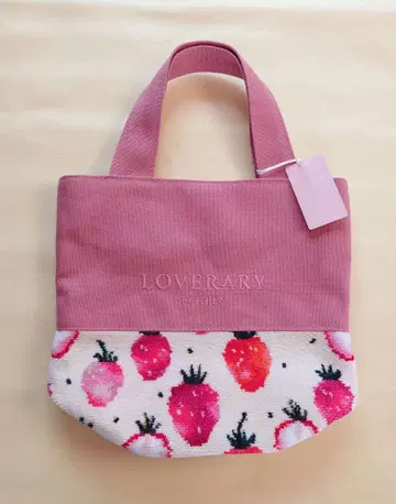 FEILER 러브러리 스트로베리 도트 토트백 아이보리 x 핑크