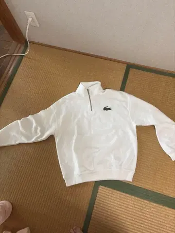 Lacoste 화이트 하프 지퍼 트레이닝복