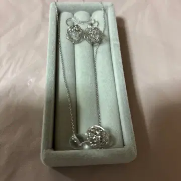 실버 로프 디자인 목걸이 귀걸이 세트