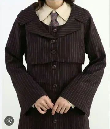 fint 다크 브라운 스트라이프 셋업 원피스만