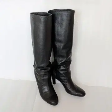 SHIPS 블랙 가죽 롱 부츠