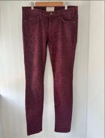 CURRENT/ELLIOTT 레오파드 스키니 데님 버건디 26