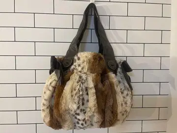 1점 y2k 00s 헤이세이 갸루 인조 모피 핸드백 리본 백