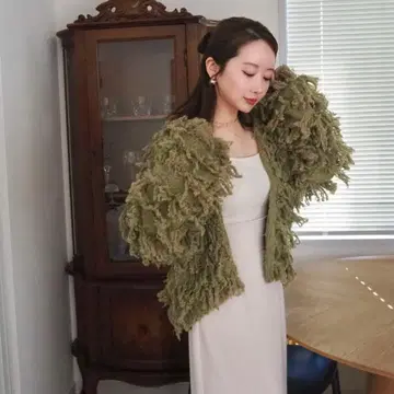 [ 미사용 ] 루프 편직 V넥 니트 가디건